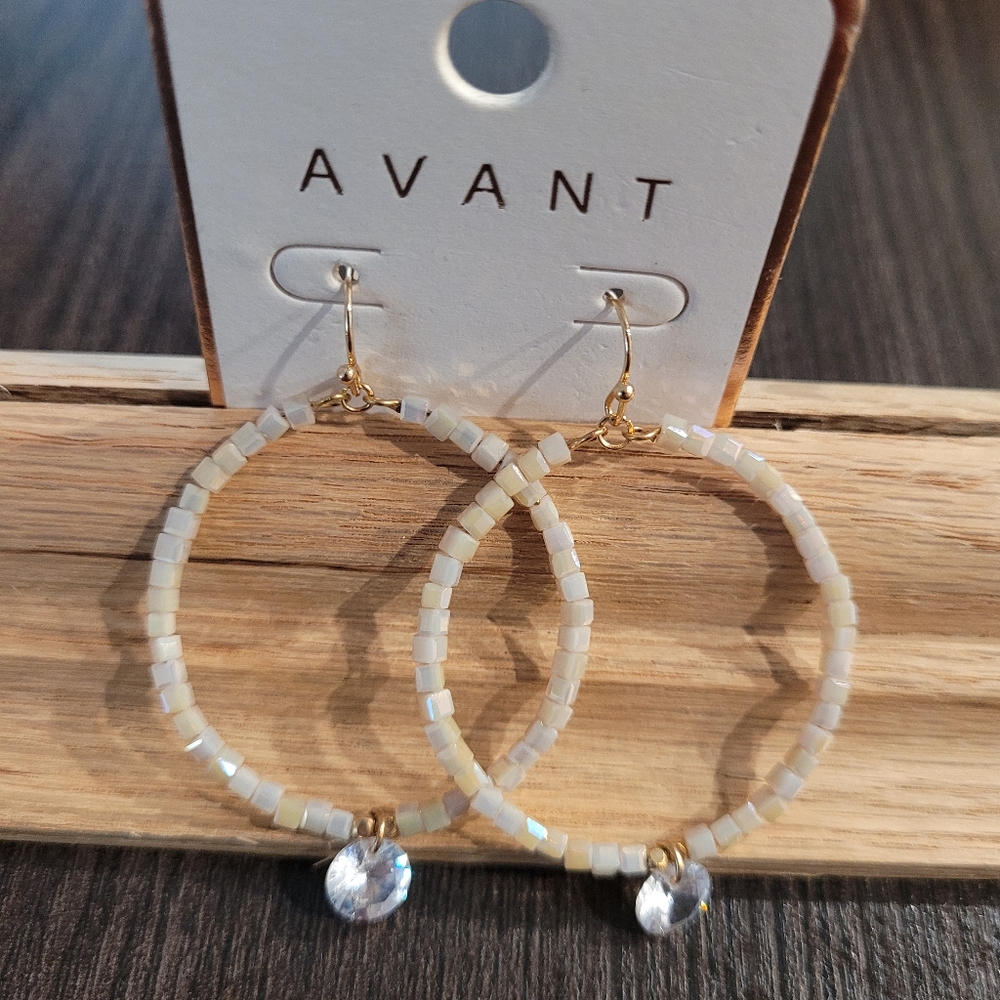 Avant Beaded Hoop Earrings with Crystal